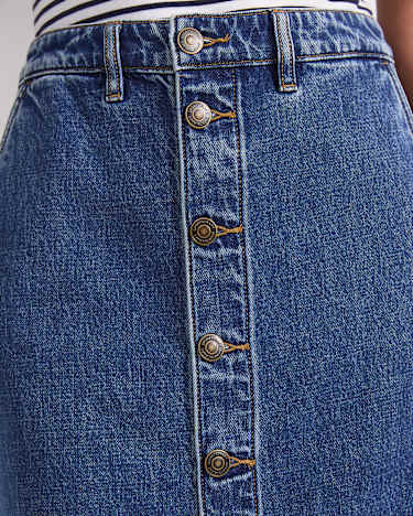 Allegra Denim Midi Skirt in MID WASH