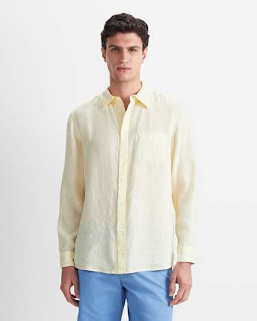 Long Sleeve Linen Shirt in LEMON