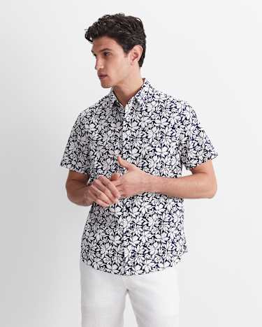 Paulo Short Sleeve Print Shirt in BLUE MULTI