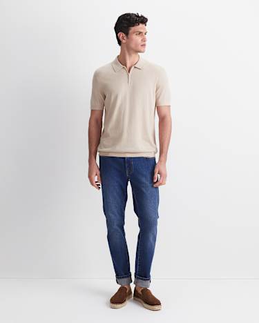 Ojas Zip Knit Polo in NATURAL