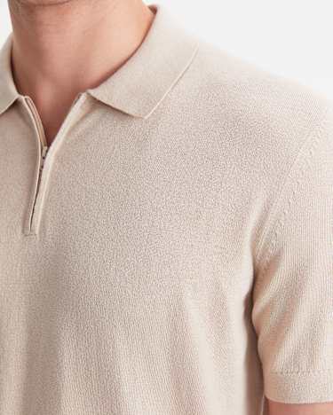 Ojas Zip Knit Polo in NATURAL