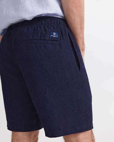 Caffery Yarn-Dyed Linen Short in NAVY