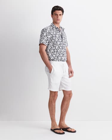 Caffery Yarn-Dyed Linen Short in WHITE