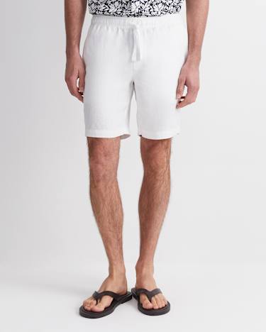 Caffery Yarn-Dyed Linen Short in WHITE