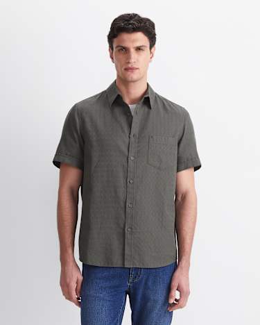 Short Sleeve Delave Linen Shirt in KHAKI
