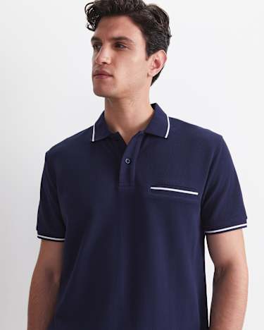Toby Cotton Texture Polo in NAVY