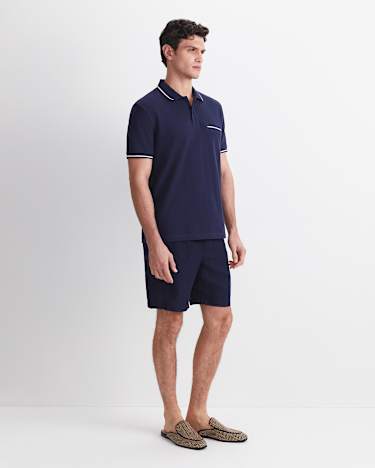 Toby Cotton Texture Polo in NAVY