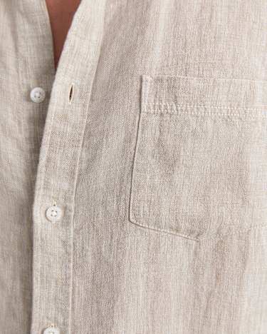 Short Sleeve Yarn-Dyed Linen Shirt in STRING