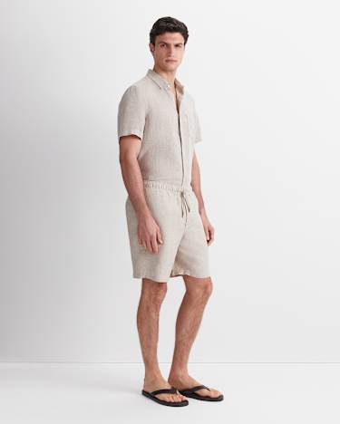 Caffery Yarn-Dyed Linen Short in CAPPUCCINO