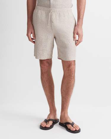 Caffery Yarn-Dyed Linen Short in CAPPUCCINO