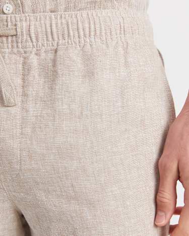 Caffery Yarn-Dyed Linen Short in CAPPUCCINO