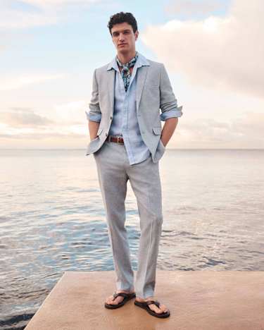 Ridley Linen Blend Suit Pant in BLUE