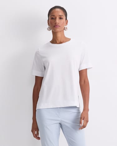 Mercerised Cotton Short Sleeve Tee in WHITE