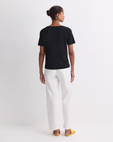 Mercerised Cotton Short Sleeve Tee in BLACK