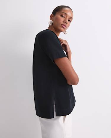 Mercerised Cotton Short Sleeve Tee in BLACK