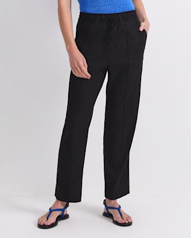 Rosa Tapered Linen Pant in BLACK