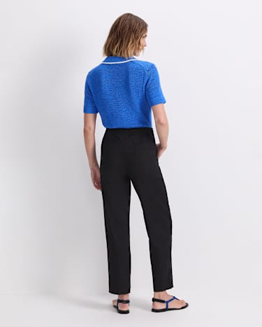 Rosa Tapered Linen Pant in BLACK