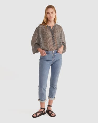 Anderson Blouse in NAVY/IVORY