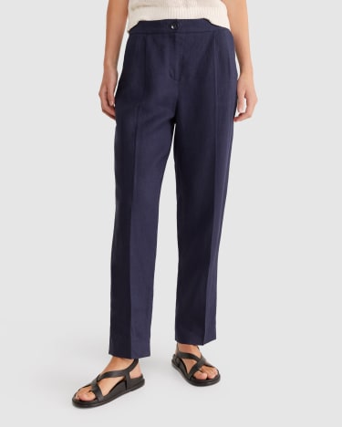 Freya Linen Pant in NAVY