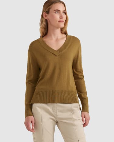 Laurina V Neck Knit in KIWI