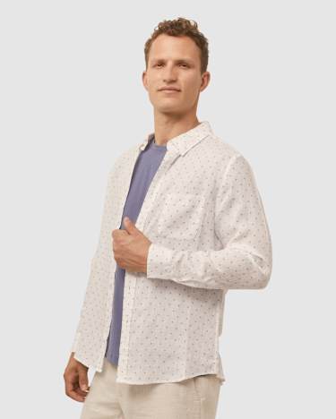 Printed Linen Shirt in BLUE
