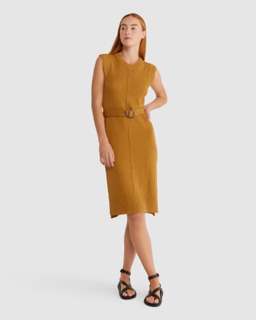Prairie Knit Dress in MOCHA
