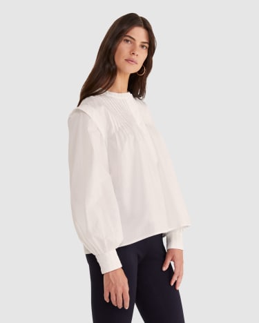Daphne Ruffle Blouse in WHITE