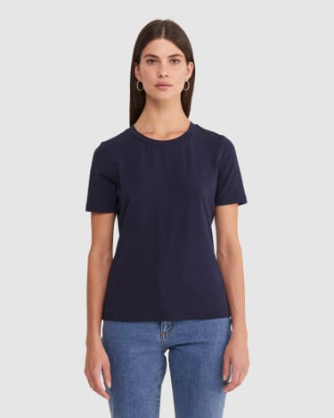 Crew Neck T Shirt in NAVY