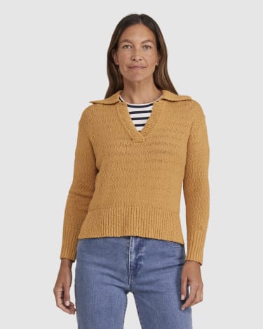 Slub Cotton Polo in CASHEW