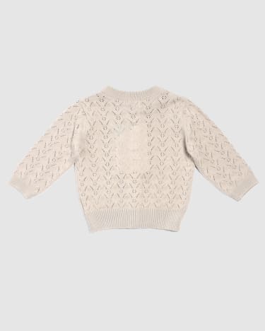 Prue Pointelle Knit Baby Cardi in TAUPE