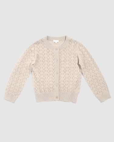 Prue Pointelle Knit Cardi in TAUPE