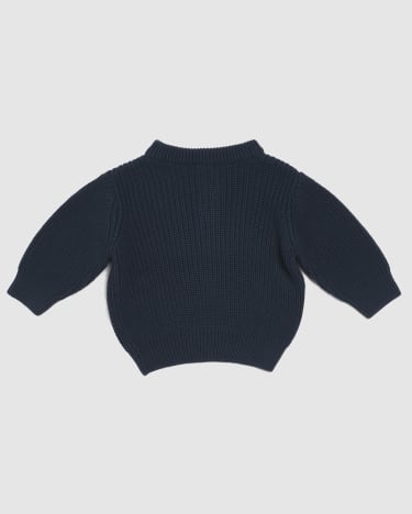Charlie Cotton Popover Babies Knit in NAVY