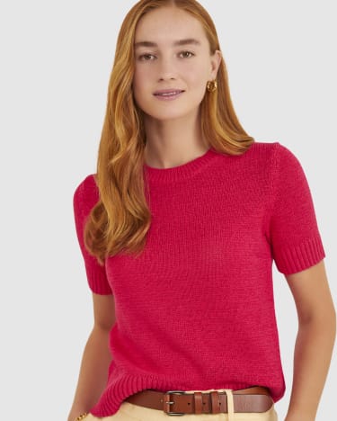 Josie Short Sleeve Knit in MAGENTA