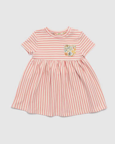 Lola Stripe Jersey Baby Dress in PINK MULTI