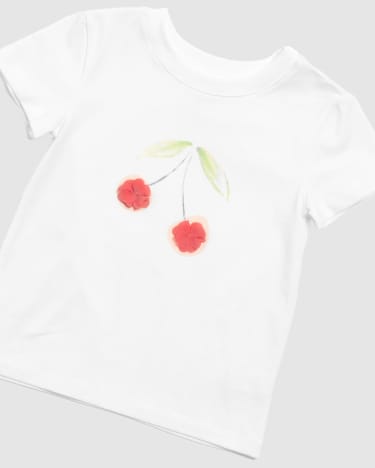 Lucy Floral Applique Tee in WHITE