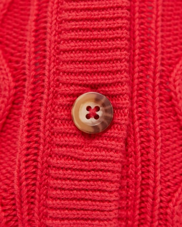 Charlie Cotton Cable Baby Cardigan in RED