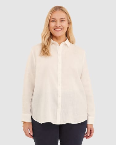 Daisy Relaxed Linen Shirt in WHITE