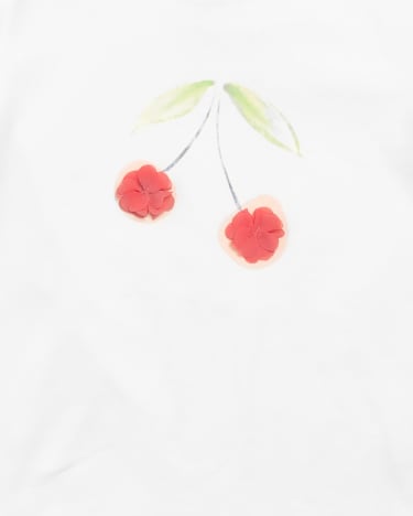 Lucy Floral Applique Tee in WHITE