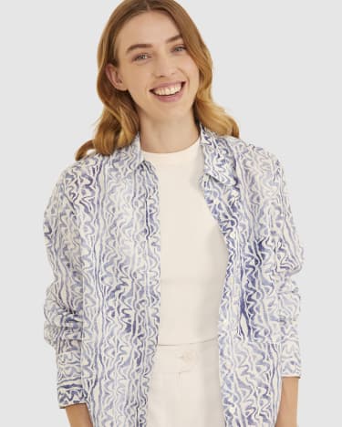 Loria Linen Shirt in BLUE/WHITE