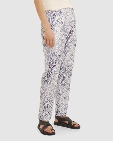 Loria Linen Pant in BLUE/WHITE