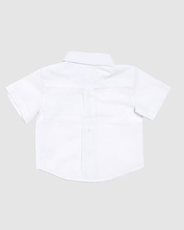 Gav Seersucker Short Sleeve Baby Shirt in WHITE