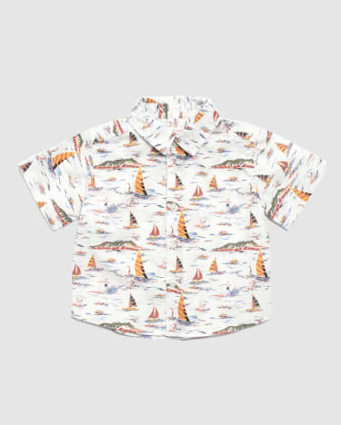 Sayers Cotton Short Sleeve Baby Shirt in MULTI WHITE
