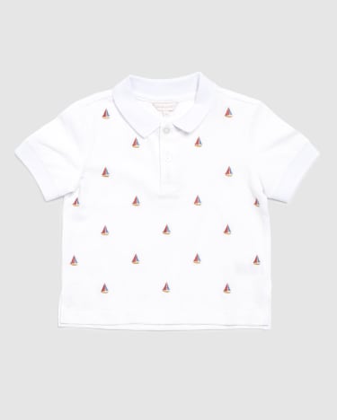 Pete Embroidered Polo in WHITE