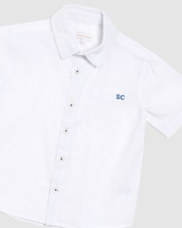 Gav Seersucker Short Sleeve Shirt in WHITE
