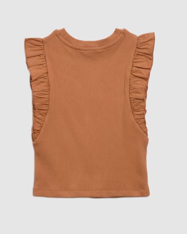 Ruby Rib Frill Tee in CARAMEL