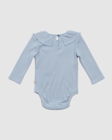 Ruby Rib Frill Baby Bodysuit in LIGHT BLUE