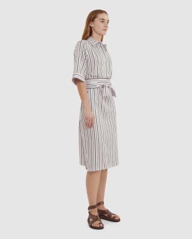 Lexi Stripe Linen Dress in PINK MULTI