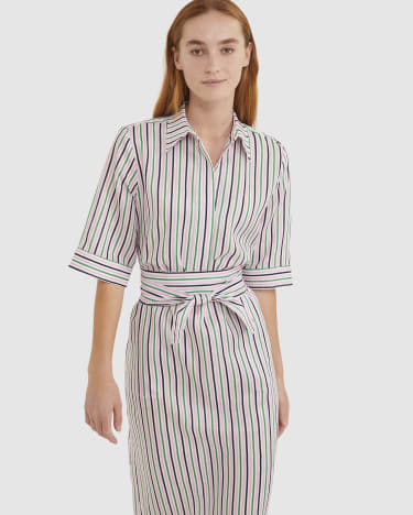 Lexi Stripe Linen Dress in PINK MULTI