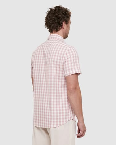 Penfield Short Sleeve Shirt in PINK/WHITE