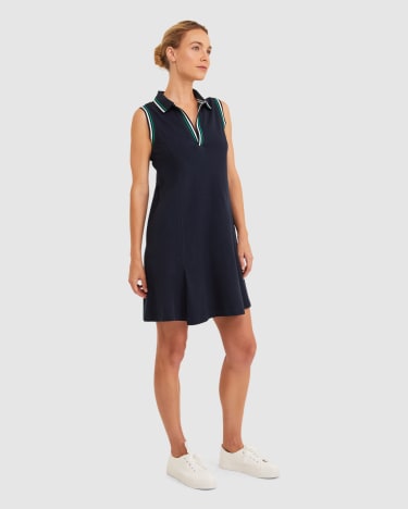 Pippa Pique Dress in NAVY